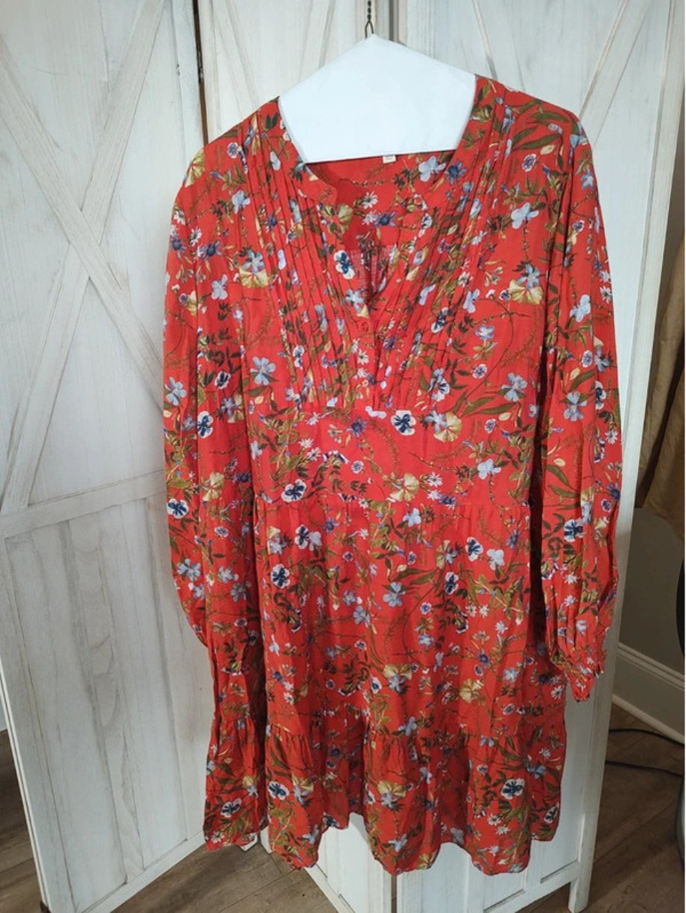 Terra & Sky Women's Orange Floral Shift Dress Sz 3X #Cottage #Boho